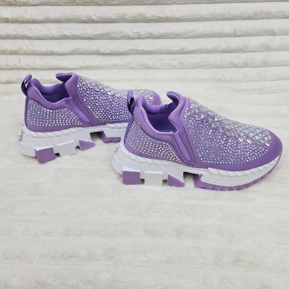 Presto Light Weight Slip on Purple Rhinestone Sneakers - Running Shoes J - Picture 6 of 14